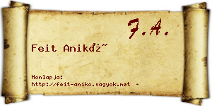 Feit Anikó névjegykártya